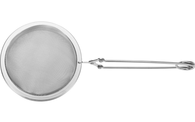 Rundes Edelstahlsieb mit feinem Drahtgeflecht und langem Griff