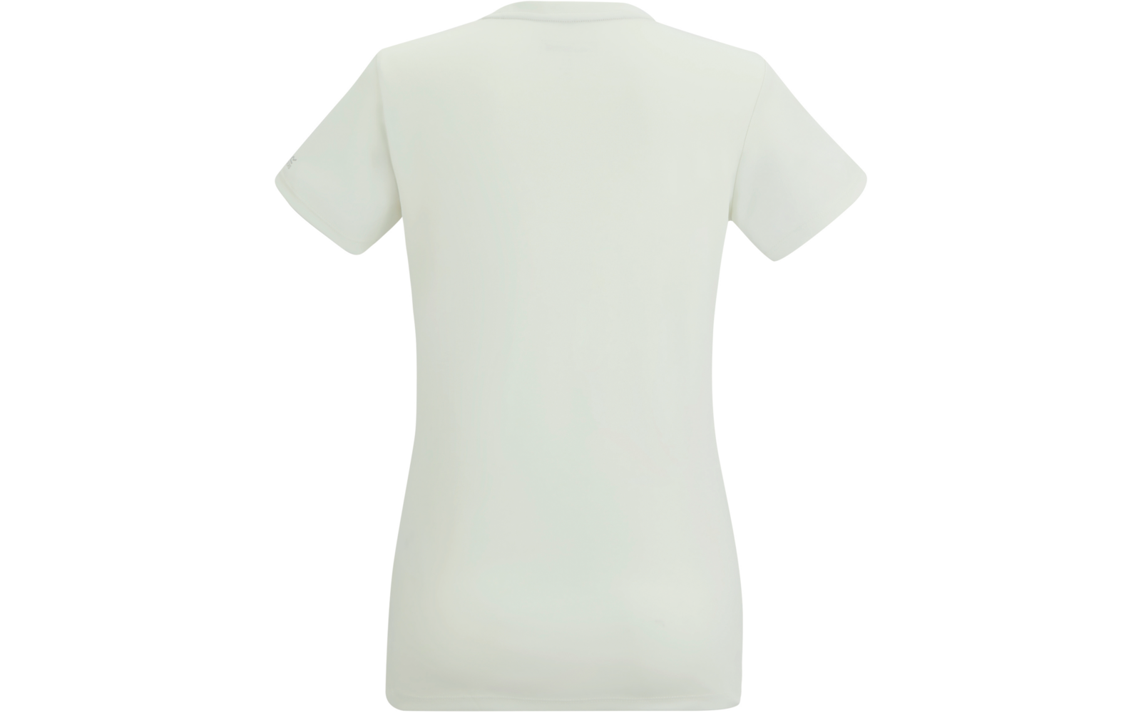 Vue de dos d'un t-shirt uni vert clair à manches courtes sur fond blanc