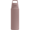 Rosa-matte Metallflasche mit Deckel und integriertem Tragegriff oben