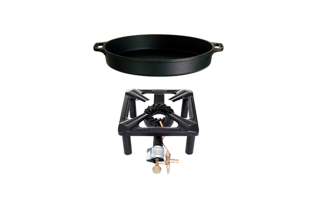 All Grill stool cooker set with cast iron pan 40 cm large black