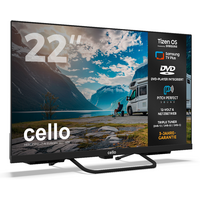 Cello CTrav-22TZF Smart Tizen OS Camping LED TV mit Triple Tuner, WLAN, Bluetooth, 12/24/230 V, 22 Zoll mit DVD Player