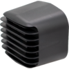 Objeto rectangular redondeado de plástico negro con varias lamas horizontales en un lado