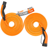 Lapp Selbstaufrollendes Doppelhelix Ladekabel Typ 2 Mode 3 / 3-phasig 32 A bis 22 kW 7 Meter orange