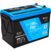 Batterie de voiture bleue et noire avec inscription 12V 200A PRO