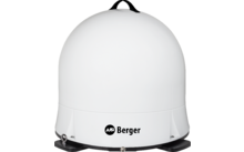 Weiße kuppelförmige Haube auf schwarzem Sockel mit Tragegriff oben und schwarzem "Berger"-Logo vorn