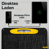Smartphone draadloos opladen op een oplader met twee uitgangspoorten USB-A en USB-C