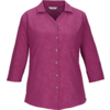 Magenta-farbene, knöpfbare Bluse mit Reverskragen, drei Viertel Ärmeln und dezentem Ton-in-Ton-Blumenmuster