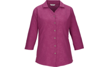 Magenta-farbene, knöpfbare Bluse mit Reverskragen, drei Viertel Ärmeln und dezentem Ton-in-Ton-Blumenmuster