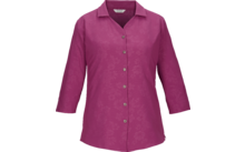 Magenta-farbene, knöpfbare Bluse mit Reverskragen, drei Viertel Ärmeln und dezentem Ton-in-Ton-Blumenmuster