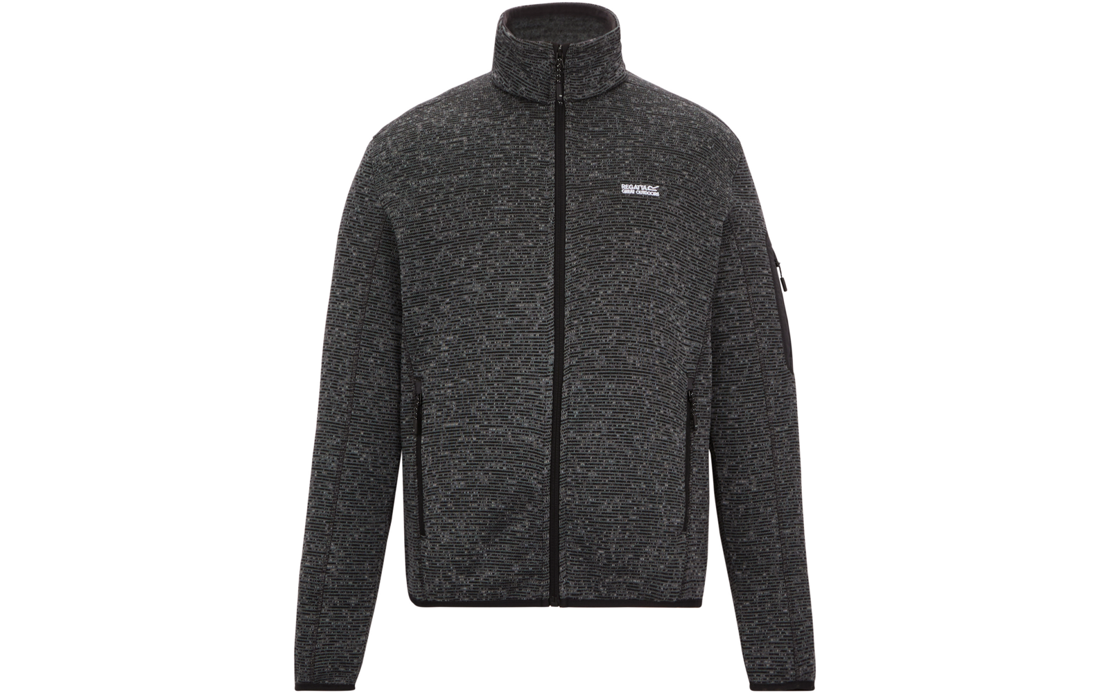 Grau melierte Jacke mit Reißverschluss und Stehkragen