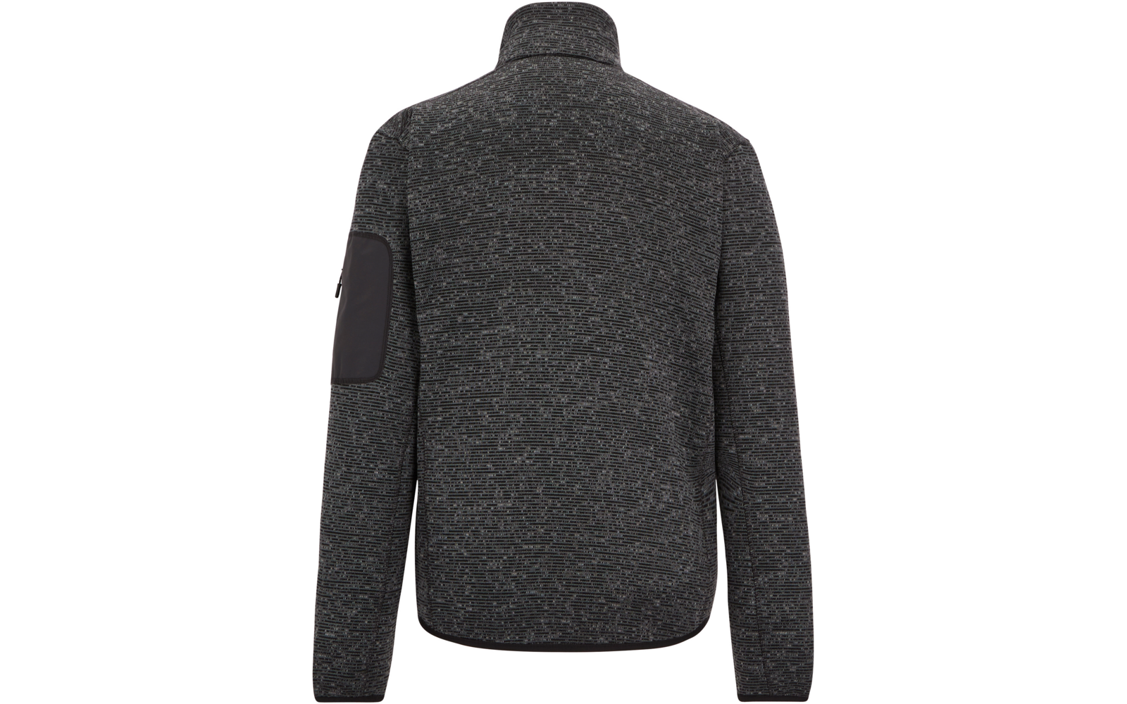 Dunkelgrauer Herrenpullover mit Reißverschluss und Stehkragen, Rückansicht