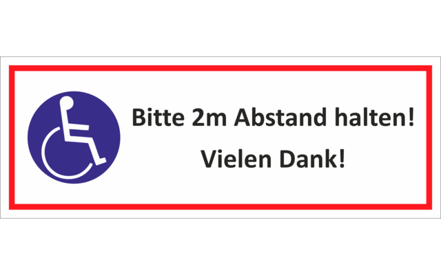 Schütz Adesivo per veicoli Simbolo di disabilità Mantenere una distanza di 2 metri 205 x 70 x 0,1 mm