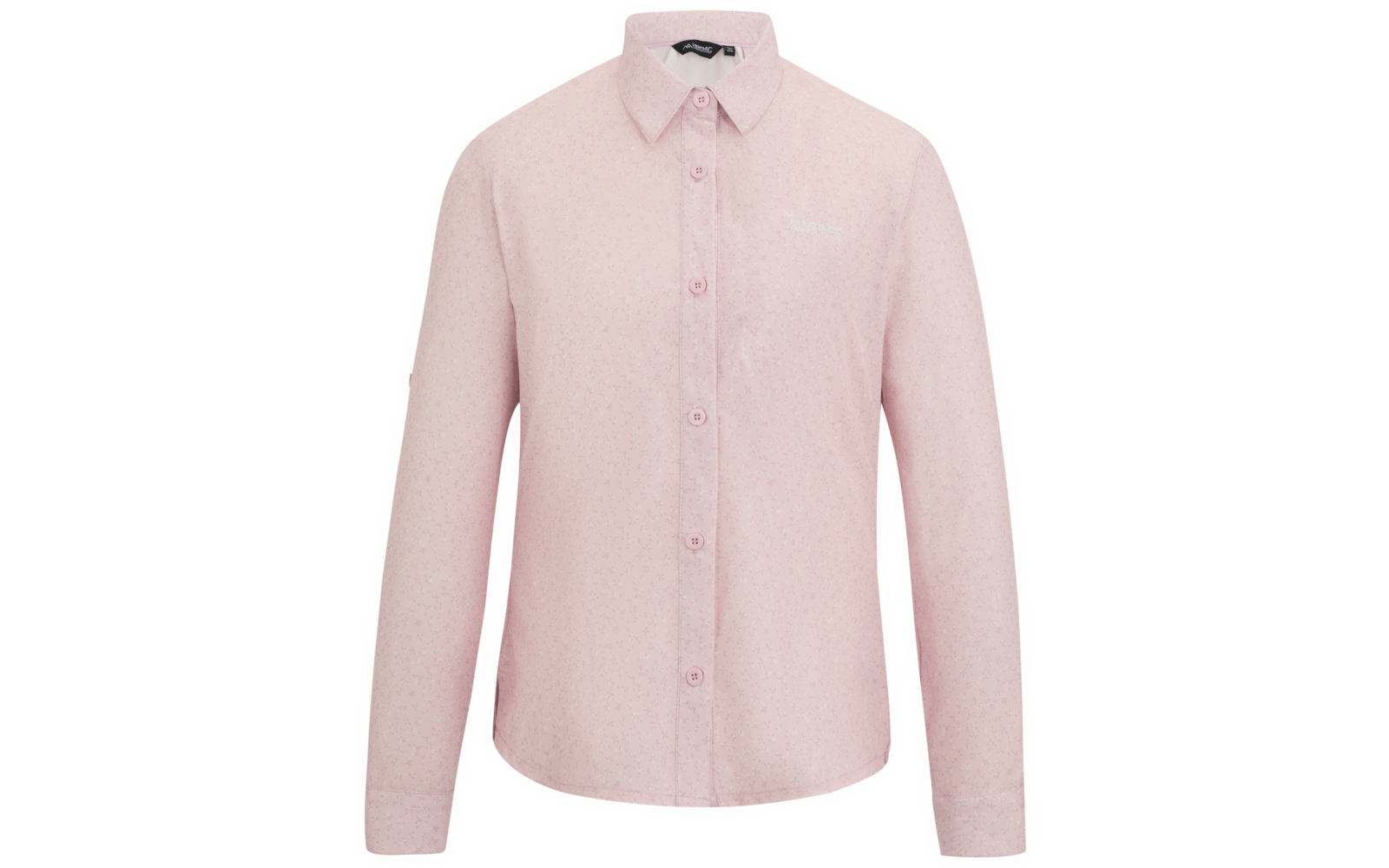 Hellrosa langärmliges Hemd mit Kragen und durchgehender Knopfleiste, Vorderansicht