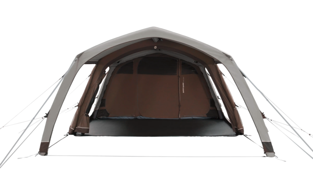 Aufblasbares Zelt mit geöffnetem Eingang auf einer weißen Oberfläche