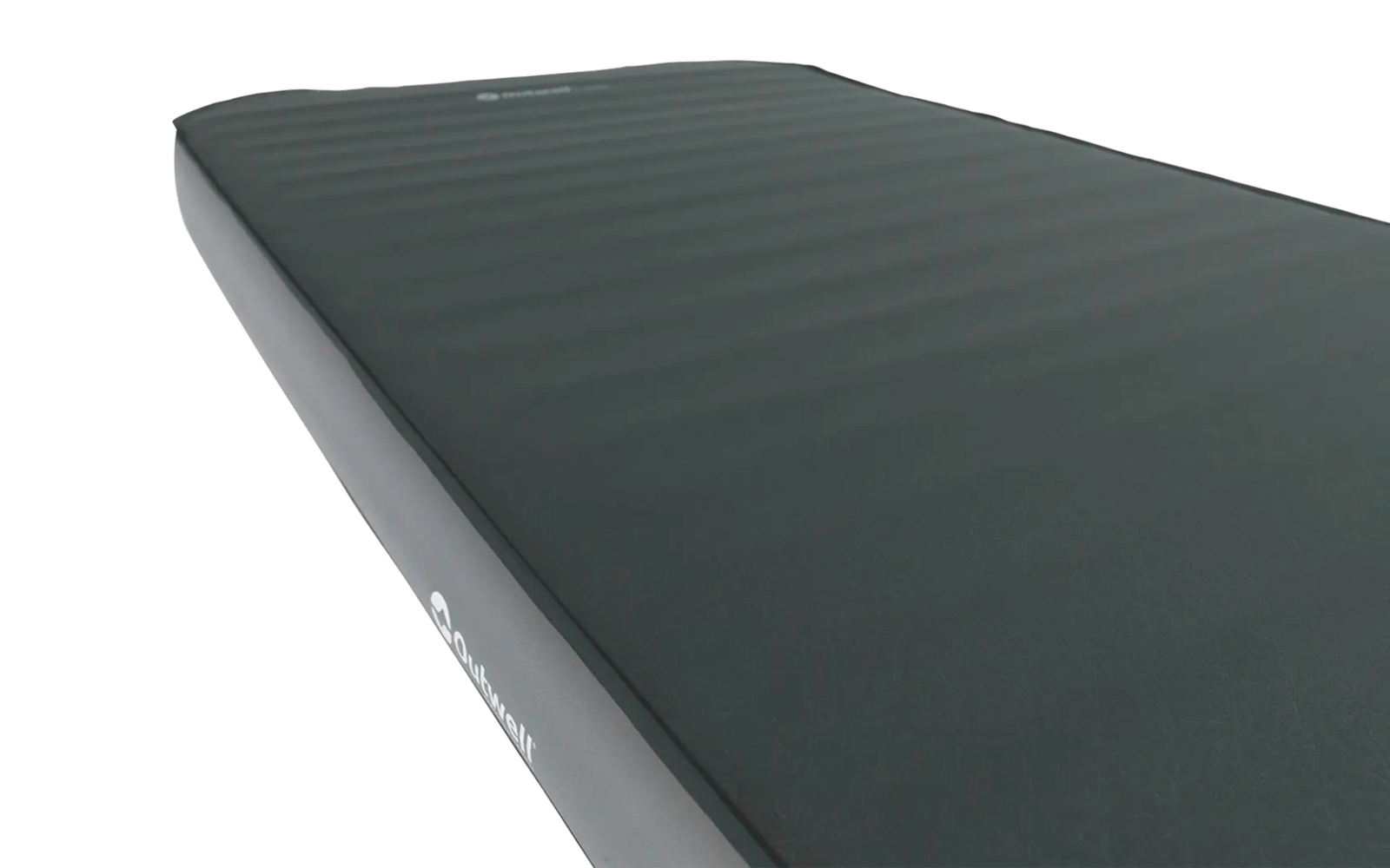 A gray mat with a smooth surface, photographed at an angle