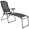 Schwarzer Liegestuhl aus Metall mit gepolsterter Sitzfläche und Rückenlehne