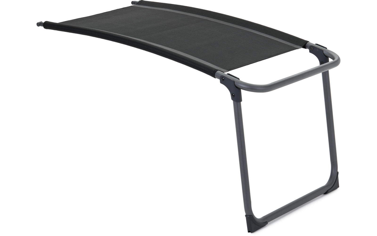 Schwarzer Sonnenschutz mit silbernem Metallgestell