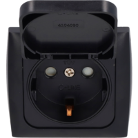 Haba C-Line 230V Outlet with Flip-Top Cover and Black Opal Frame