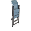 Chaise pliée avec cadre en métal noir et assise bleue