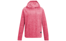 Rosa meliertes Kapuzensweatshirt mit langen Ärmeln, Kordelzug an der Kapuze und kleinem schwarzem Label am Saum