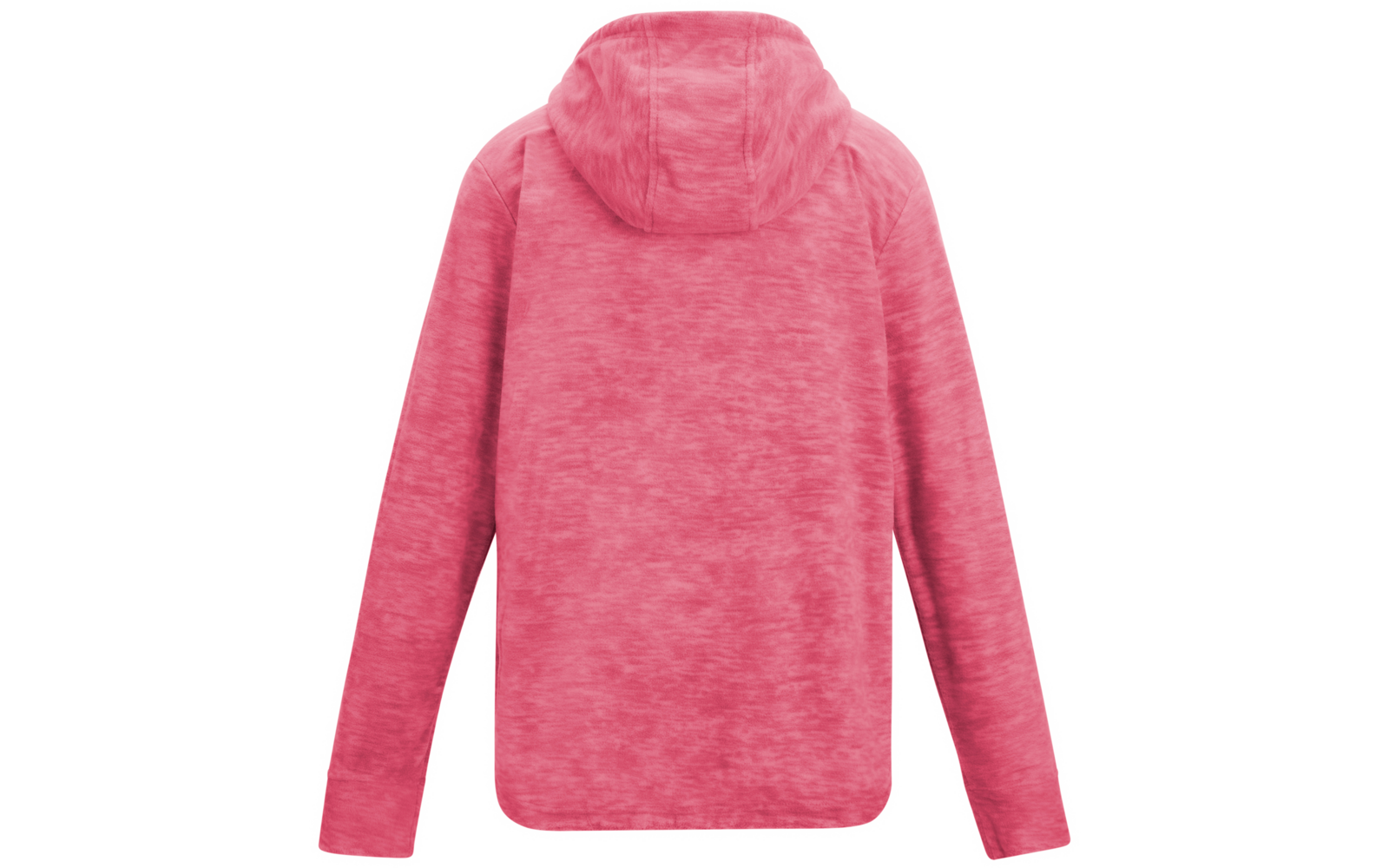 Rosa melierter Kapuzenpullover, Rückansicht auf weißem Hintergrund