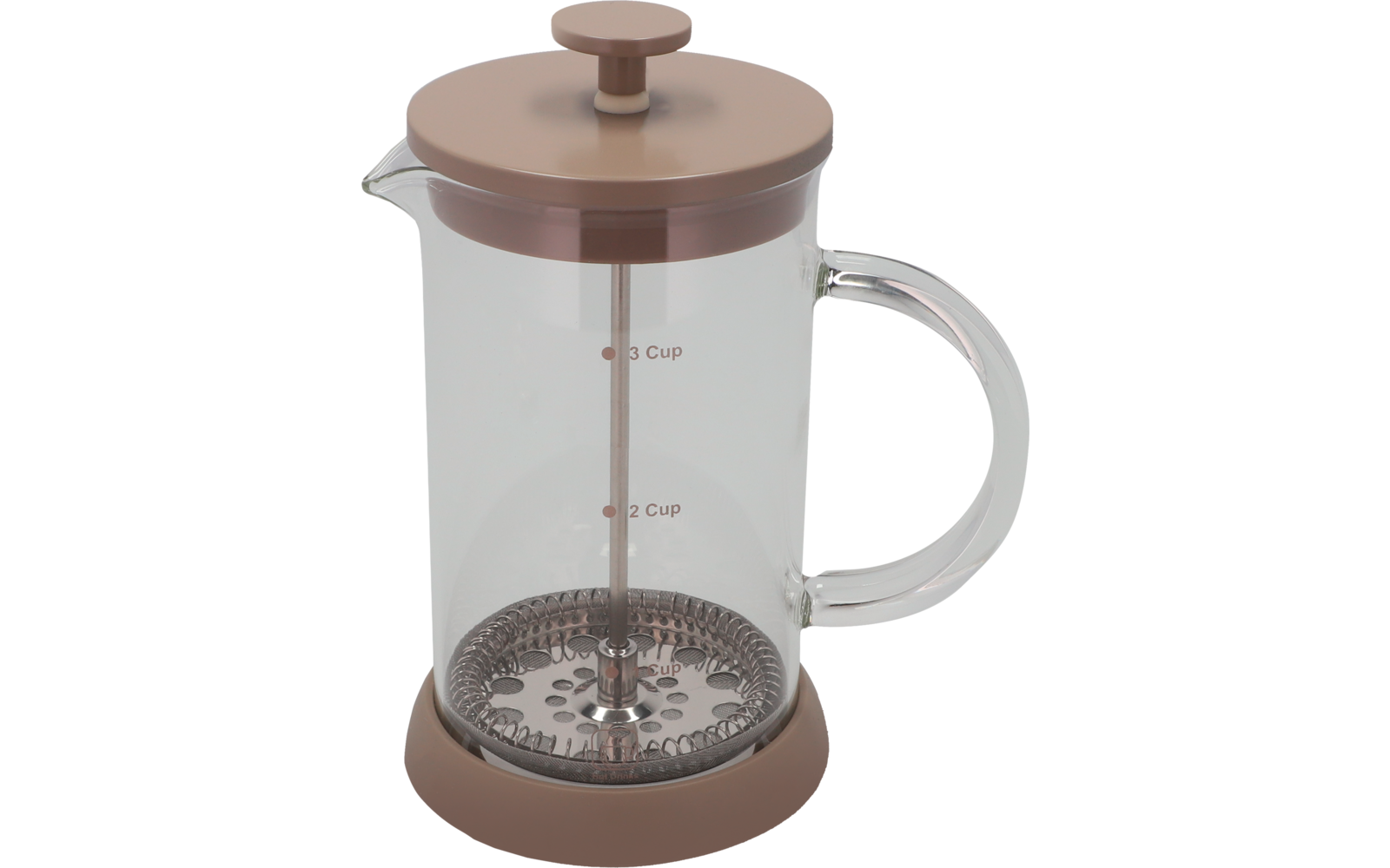 Braune French Press mit Glasbehälter und Metallfilter