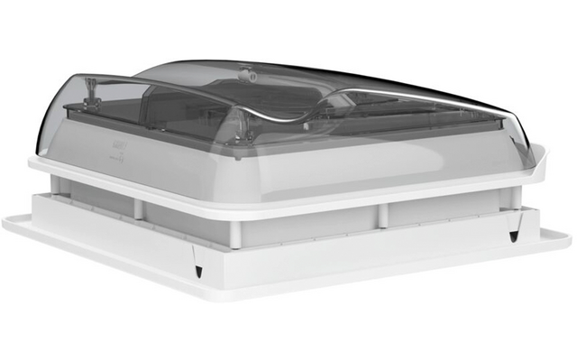 Quadratische weiße Basis mit gewölbtem, rauchfarbenem, durchscheinendem Deckel