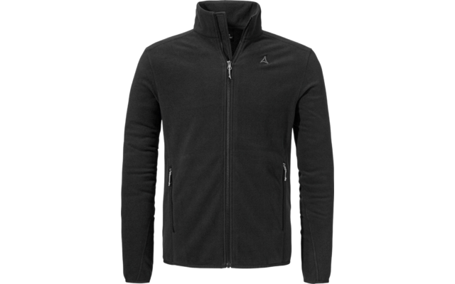 Schwarze Fleecejacke mit Stehkragen und Reißverschluss vorne