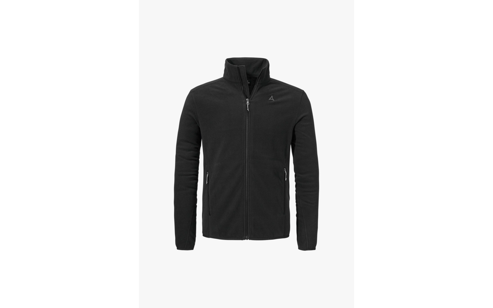 Schwarze Fleecejacke mit Stehkragen und Reißverschluss vorne