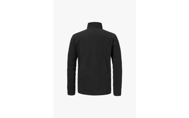 Rückansicht einer schwarzen Jacke mit Stehkragen