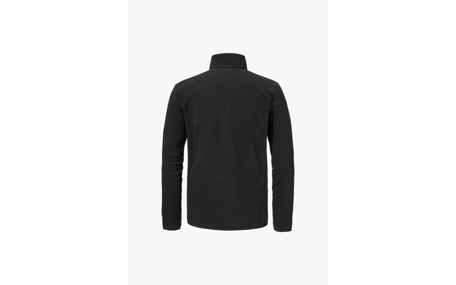 Rückansicht einer schwarzen Jacke mit Stehkragen