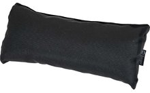 Rechteckiges schwarzes Kissen auf weißem Hintergrund