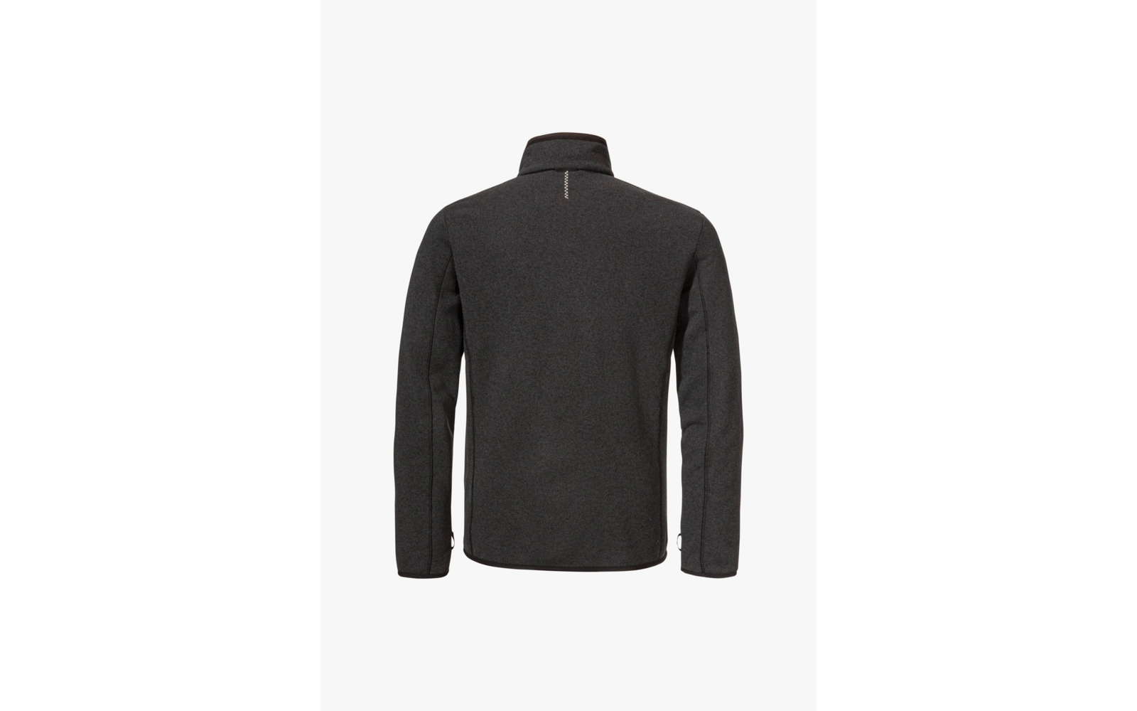 Schwarze Jacke von hinten auf weißem Hintergrund