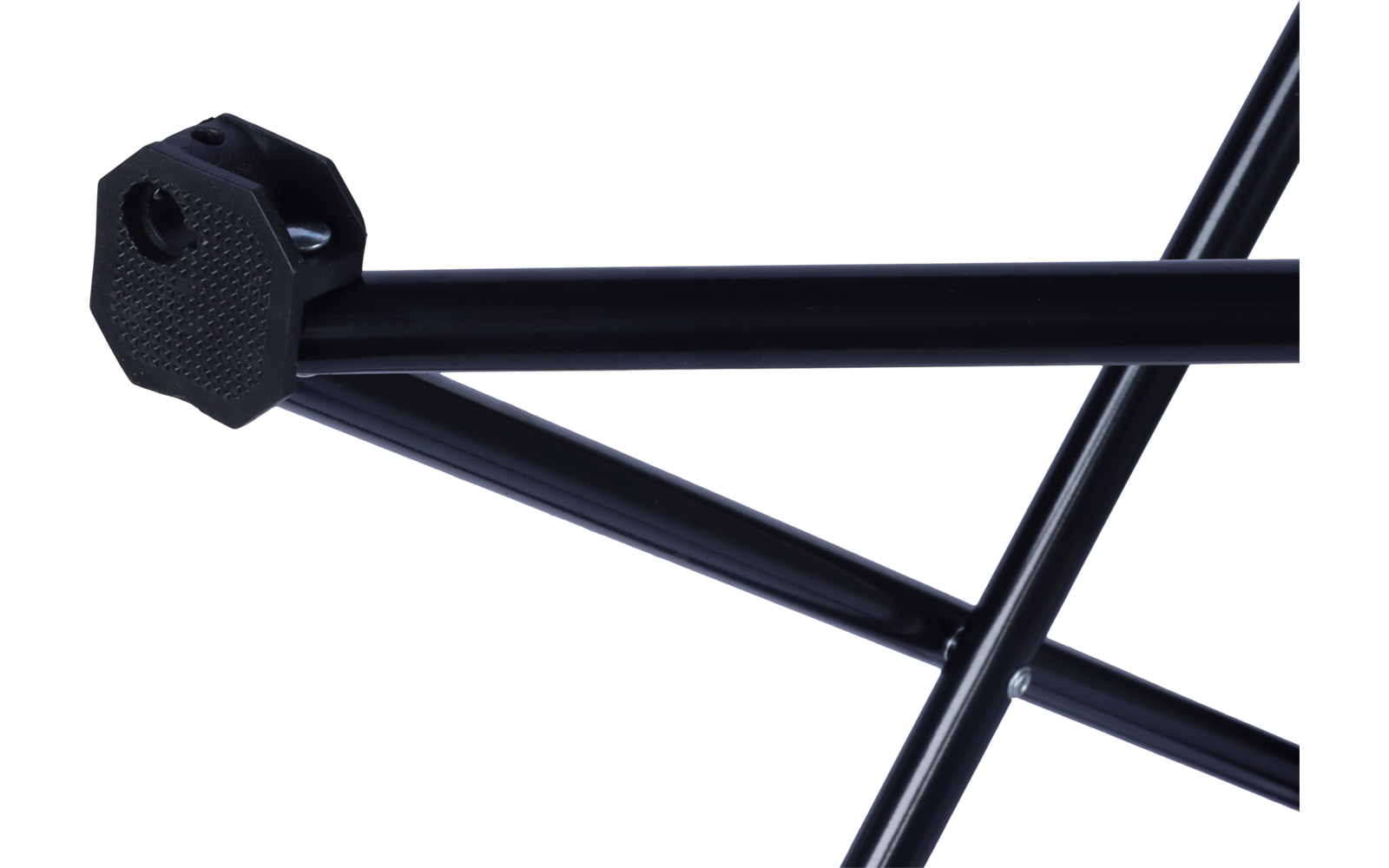 Schwarze kreuzende Metallrohre mit sechseckigem Endstück und genoppter Oberfläche