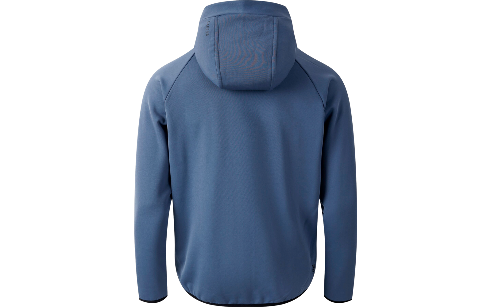 Blaue Jacke mit Kapuze, Rückansicht