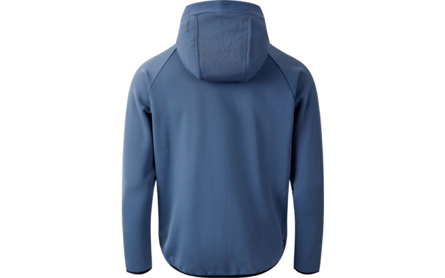 Blaue Jacke mit Kapuze, Rückansicht