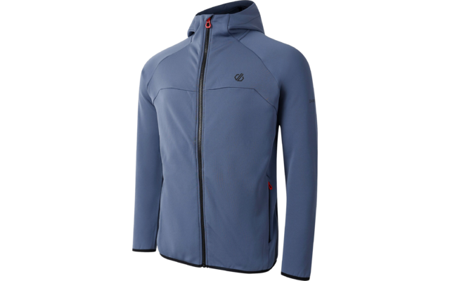Blaues Softshell-Jacke mit Reißverschluss und Kapuze