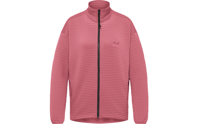 Rosa gesteppte Jacke mit durchgehendem Reißverschluss, Stehkragen, langen Ärmeln und kleinem Logo auf der linken Brust