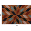 Rechteckige Fußmatte mit geometrischem Chevron-Muster in Orange, Braun, Petrol, Dunkelblau und Schwarz
