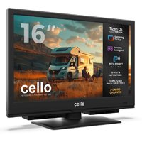 Cello CTrav-16TZ Smart Tizen OS Camping LED TV mit Triple Tuner, WLAN, Bluetooth, 12/24/230 V, 16 Zoll