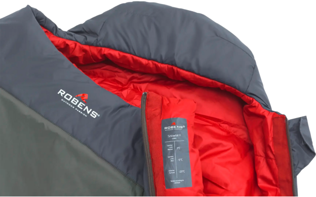 Close-up van een open winterjas met rode voering