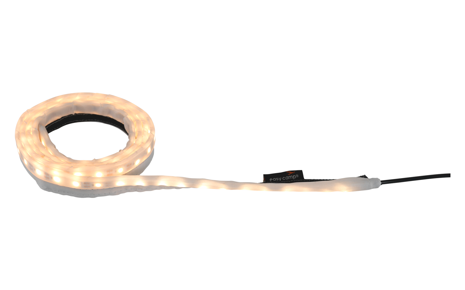 Aufgerolltes LED-Lichtband mit Verbindungsstück und Kabel