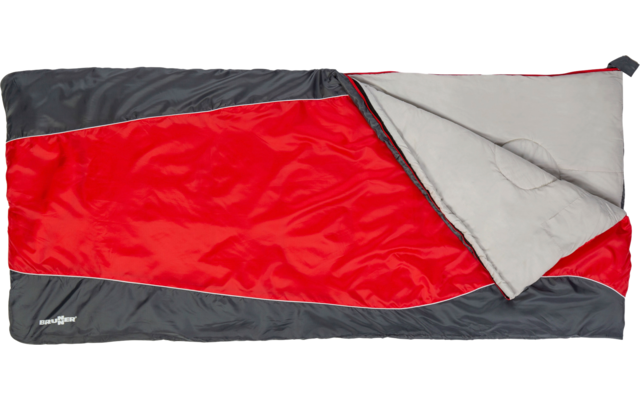Brunner Pelikan XL deken slaapzak 200 x 90 cm rood/grijs rits rechts