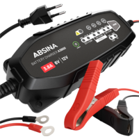 Absina vollautomatisches 8-Stufen-Ladegerät A3800 für Fahrzeuge 6 V / 12 V / 3,8 A