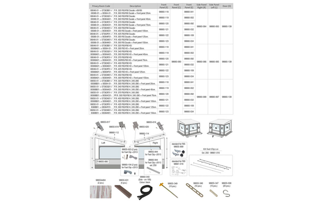 Fiamma Kit spare parts set for awning Privacy Room F80 - Fiamma spare part number 98661-018