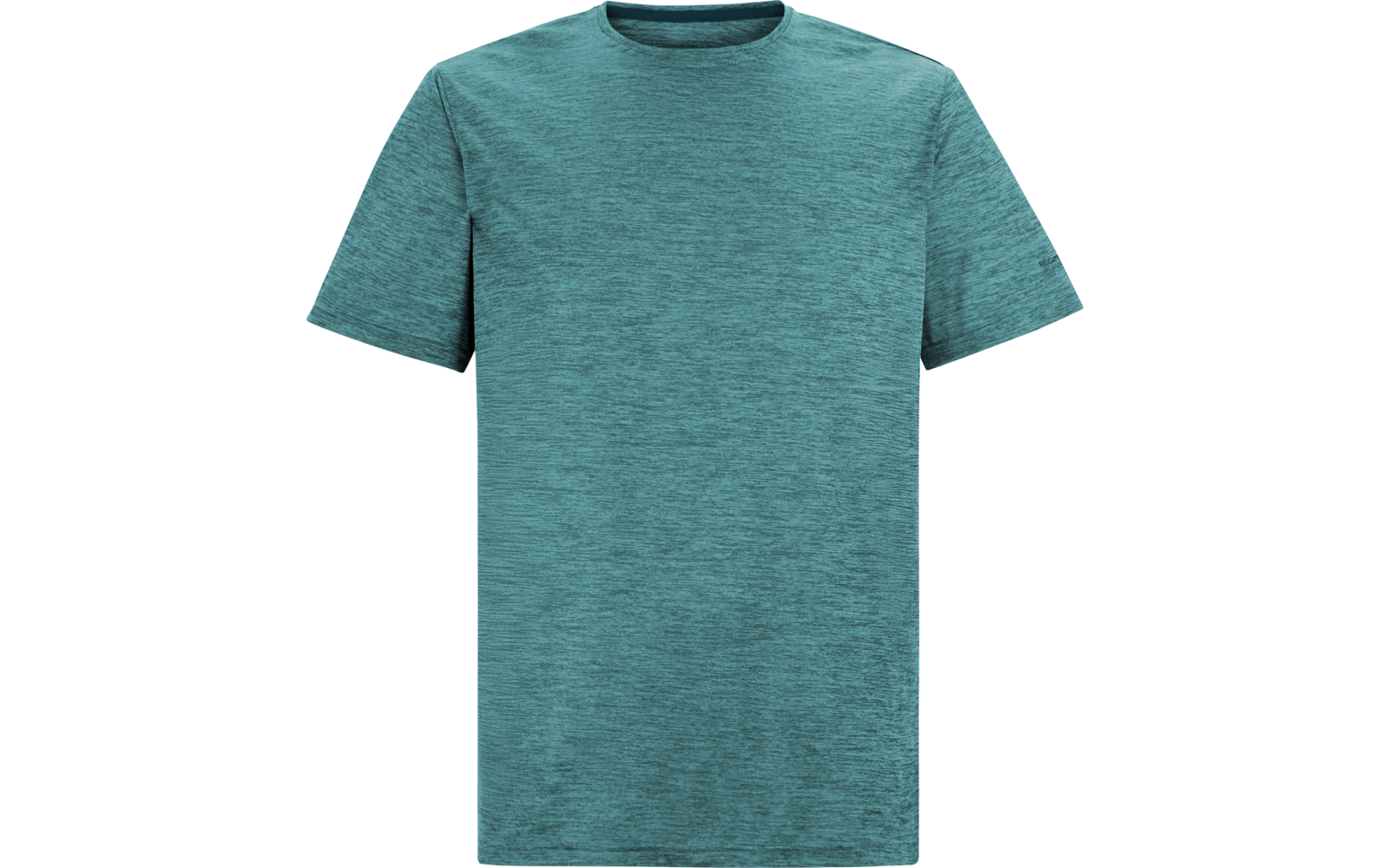 Türkis meliertes T-Shirt mit kurzen Ärmeln und Rundhalsausschnitt, Vorderansicht