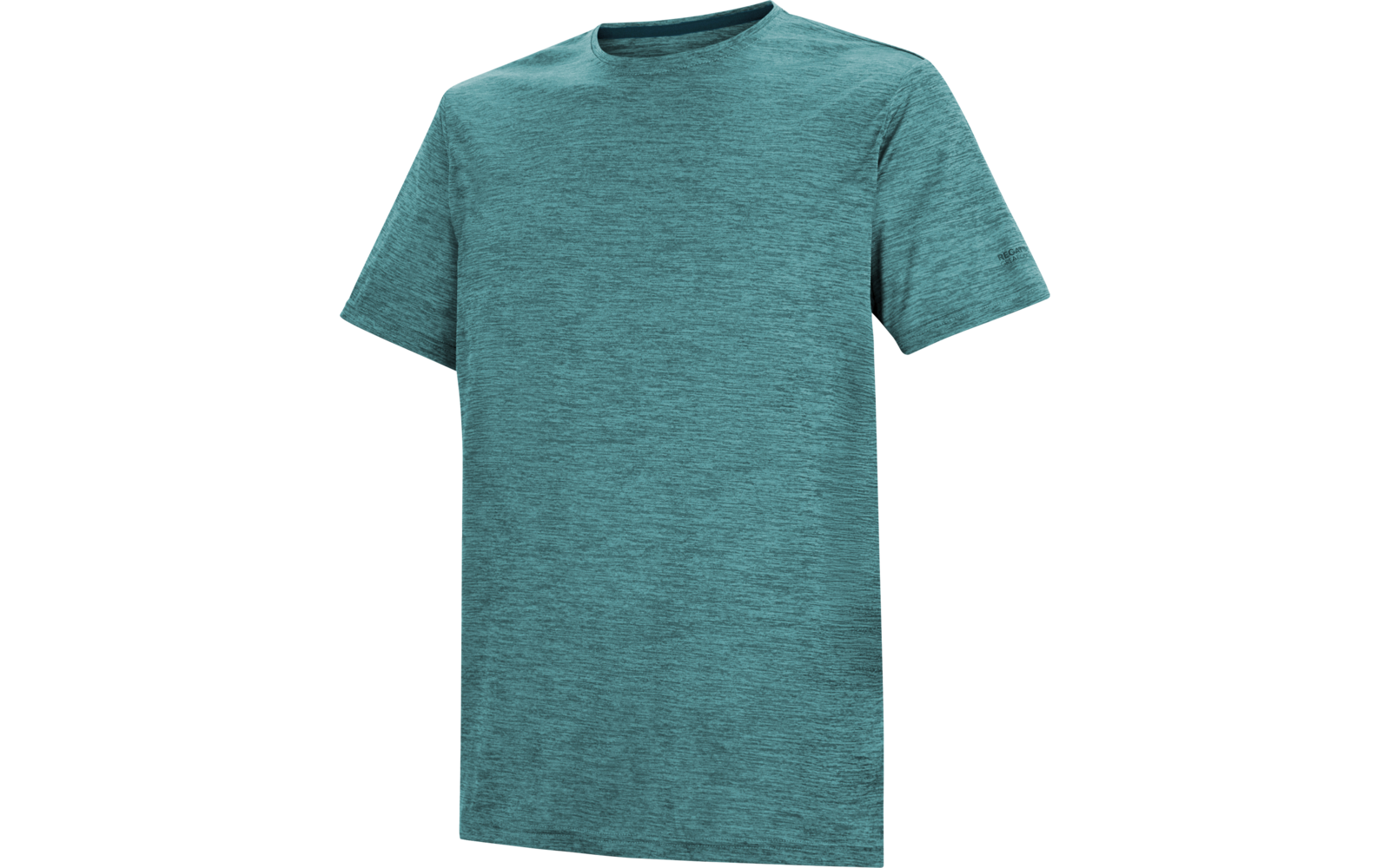 Türkisfarbenes, meliertes T-Shirt mit Rundhalsausschnitt und kurzen Ärmeln