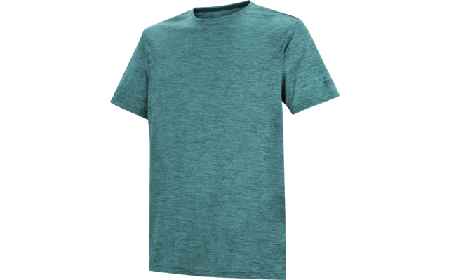 Türkisfarbenes, meliertes T-Shirt mit Rundhalsausschnitt und kurzen Ärmeln