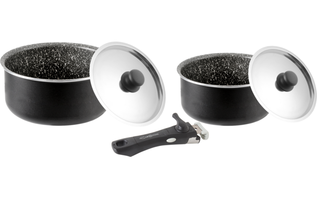 Produktbild Brunner Pirate Pot Topfset 5-teilig Stone Rock Antihaftbeschichtung und abnehmbarer Griff 1