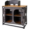 Armoire de camping pliable avec dessus en bois et panneaux latéraux noirs